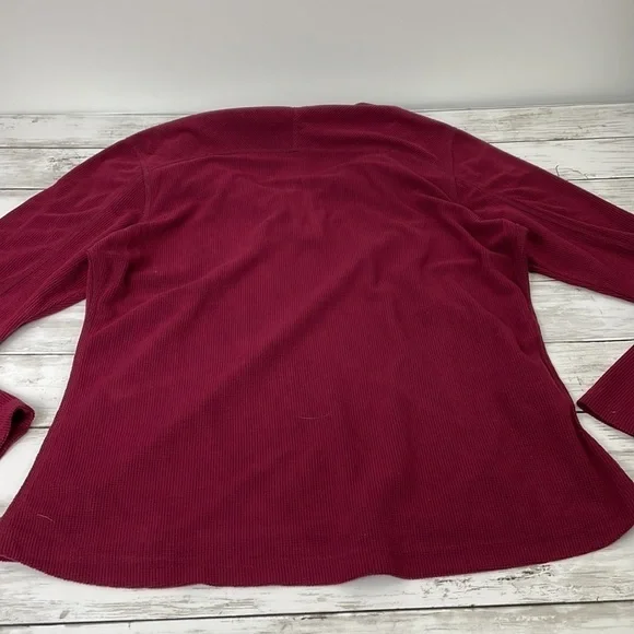 Eddie Bauer Women's 1/4 zip Grid Fleece Top - Burgundy Red - Picture 6 of 6